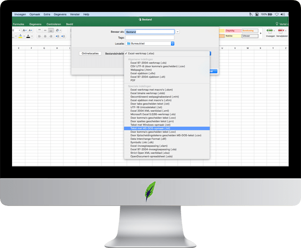Screenshot computerscherm Microsoft Excel woordentel tweede menustap - in kleur op transparante achtergrond - 600 * 496 pixels
